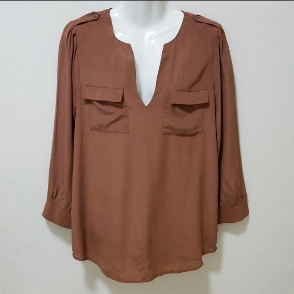 Joie silk brown copper blouse size M